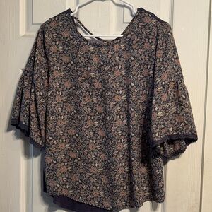 Maurices Black and Pink Floral Blouse